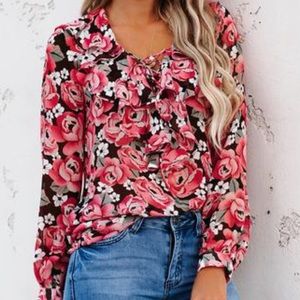 VICI DOLLS 💐 Floral Lace Up Ruffle Long Sleeve